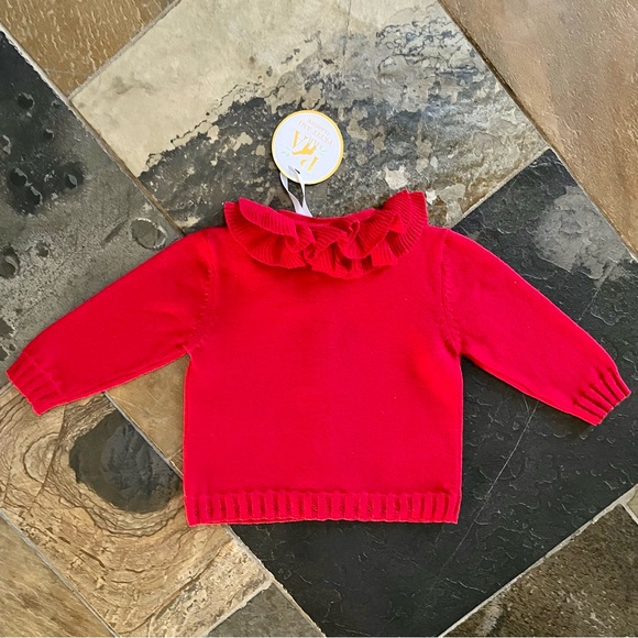 Petit Ami Classics•NWT•Size 6M•Pointelle Ruffle Collar Cardigan•Baby Girl Red ❤️ - Picture 3 of 13